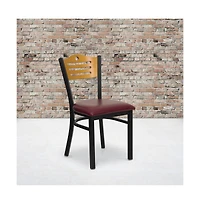 Emma+Oliver Slat Back Metal Restaurant Dining Chair