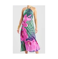 Natori Women's Orchid - Silk Cotton Voile Halter Dress