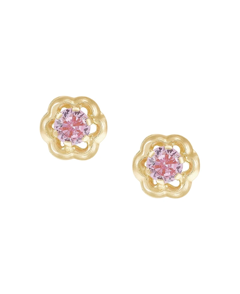 Macy's Pink Cubic Zirconia Stud Earrings in 14k Yellow Gold