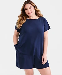 Style & Co Plus Lux Soft French Terry Raw-Hem Top, Macy's Exclusive