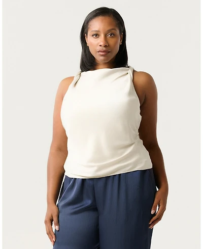 Estelle Plus Tahni Cowl Neck Satin Tank Top