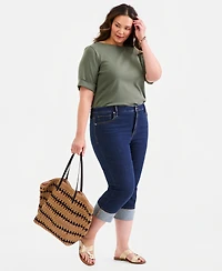 Style & Co Plus High-Rise High-Cuff Capri Jeans, Macy's Exclusive