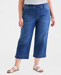 Style & Co Plus Wide-Leg Cropped Jeans, Macy's Exclusive
