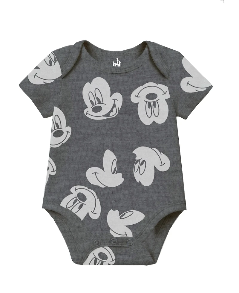Disney Baby Boys' Mickey Mouse Short-Sleeve Bodysuits, 3-Piece Set
