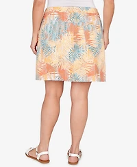 Hearts Of Palm Plus Printed Tech Stretch Pull On Skirt
