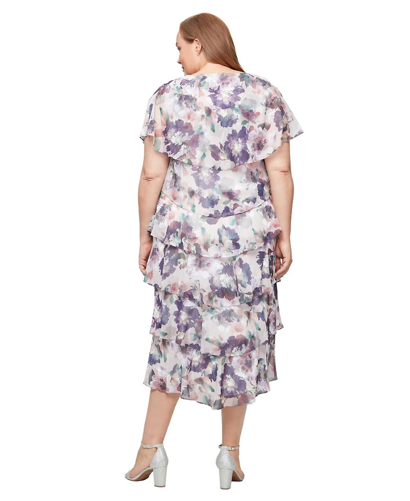 Sl Fashions Plus Embellished Tiered Midi Dress