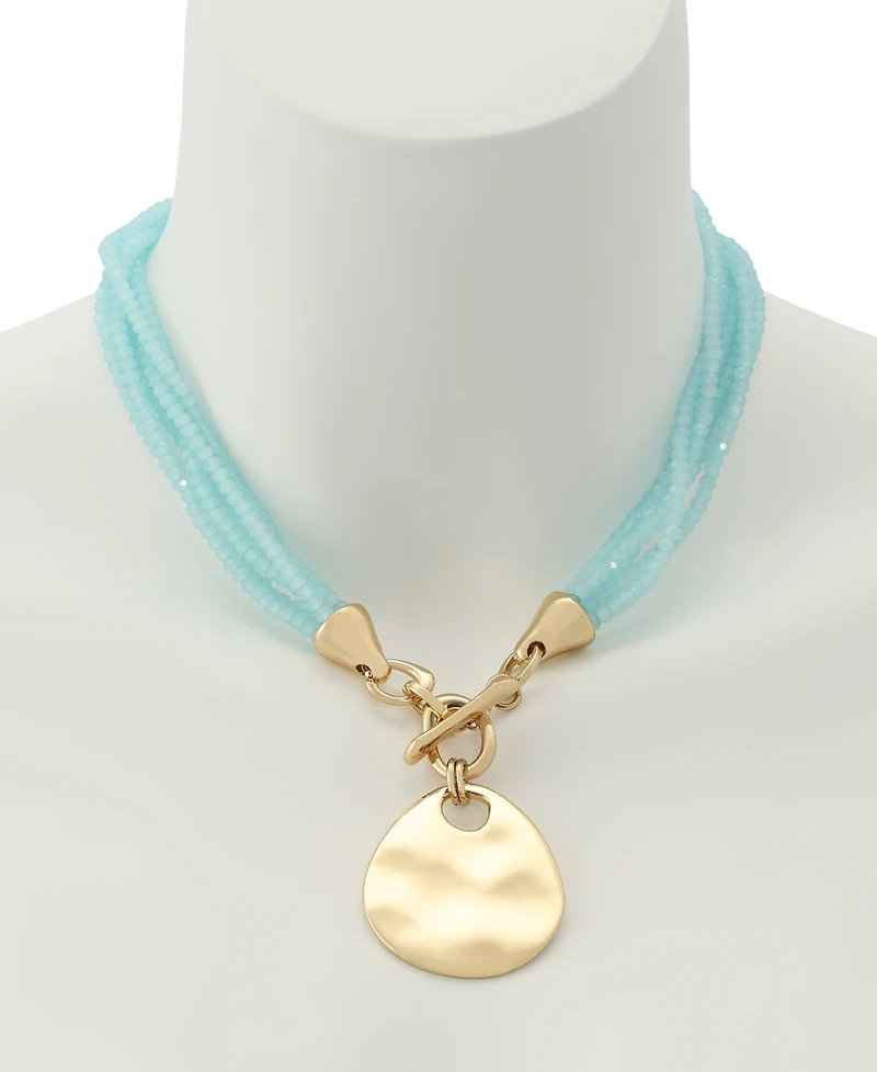 Robert Lee Morris Soho Faux Stone Disc Pendant Seed Bead Necklace