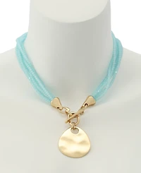 Robert Lee Morris Soho Faux Stone Disc Pendant Seed Bead Necklace