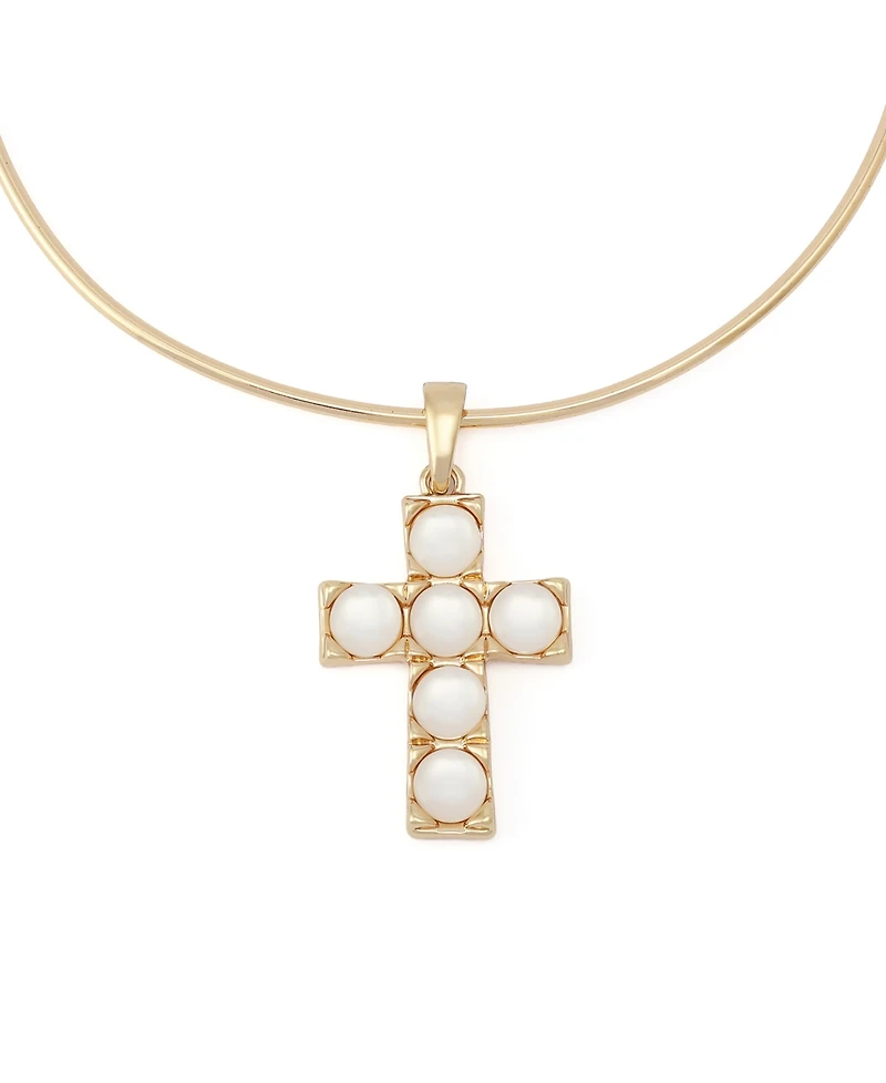 Robert Lee Morris Soho Mother of Pearl Cross Pendant Wire Necklace