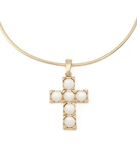 Robert Lee Morris Soho Mother of Pearl Cross Pendant Wire Necklace