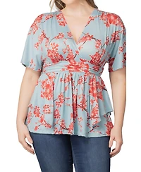 Kiyonna Plus Encore Short Sleeve Printed Top