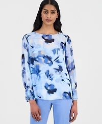 Anne Klein Women's Printed Pleated-Cuff Blouse