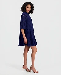 Anne Klein Women's Eyelet Embroidered Cotton Flare-Sleeve Shirtdress