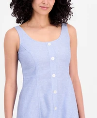 Anne Klein Women's Linen Blend Sleeveless Button-Front A-Line Dress