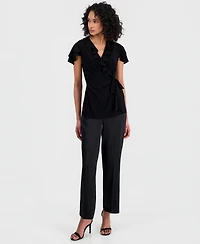 Anne Klein Women's Flutter-Sleeve Wrap Top