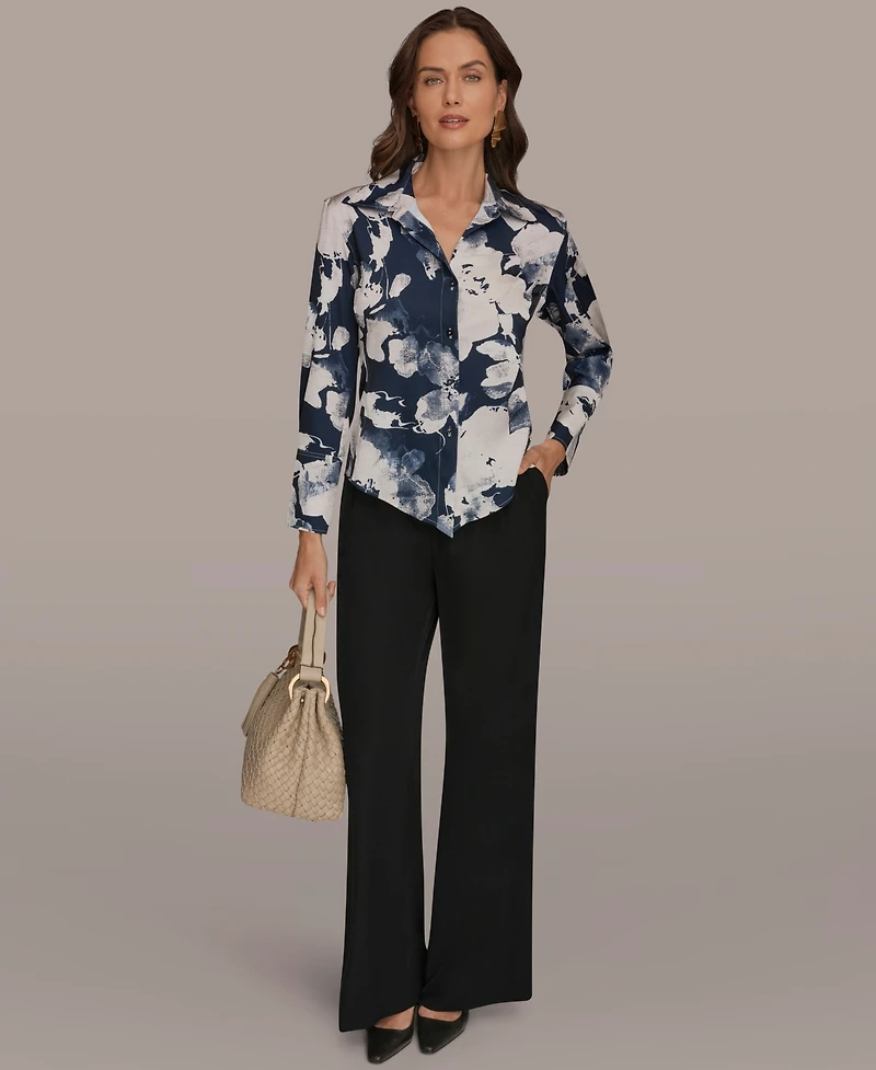 Donna Karan New York Petite Collared Neck Long Sleeves Shirt