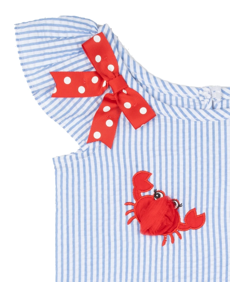 Rare Editions Girls' 2T-6X Crab Applique Top and Polka Dots Shorts, 2-Piece Set