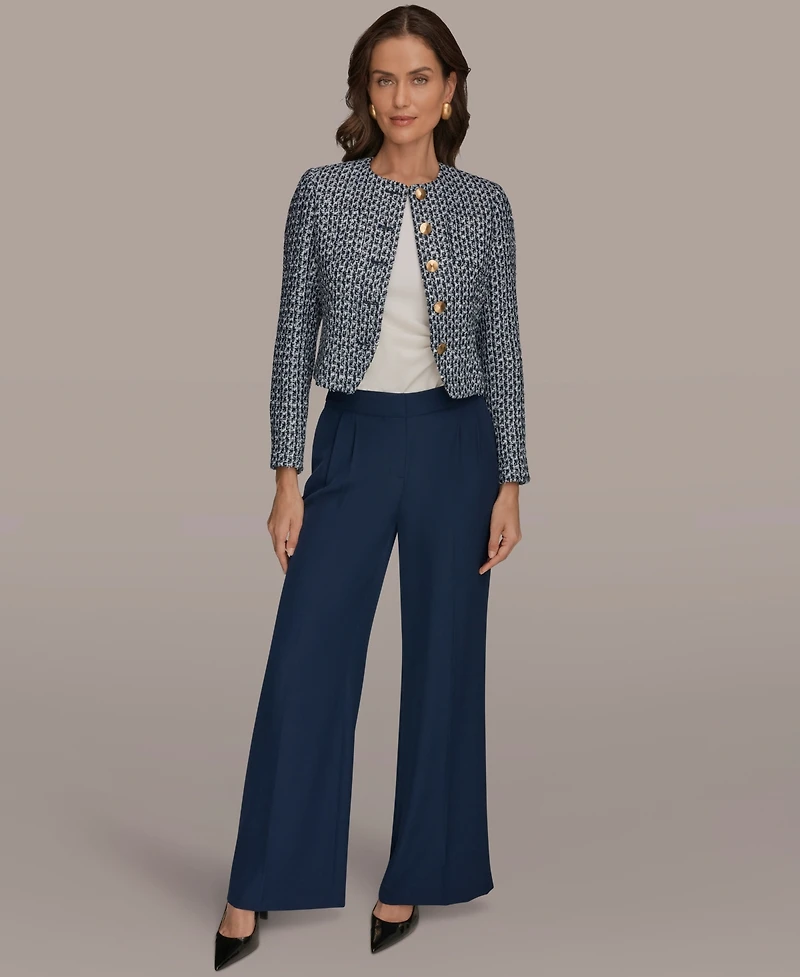 Donna Karan New York Petite Crewneck 5-Button Cropped Jacket