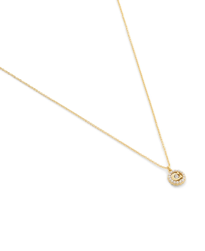 Coach Faux Stone Signature C Mother of Pearl Pendant Necklace