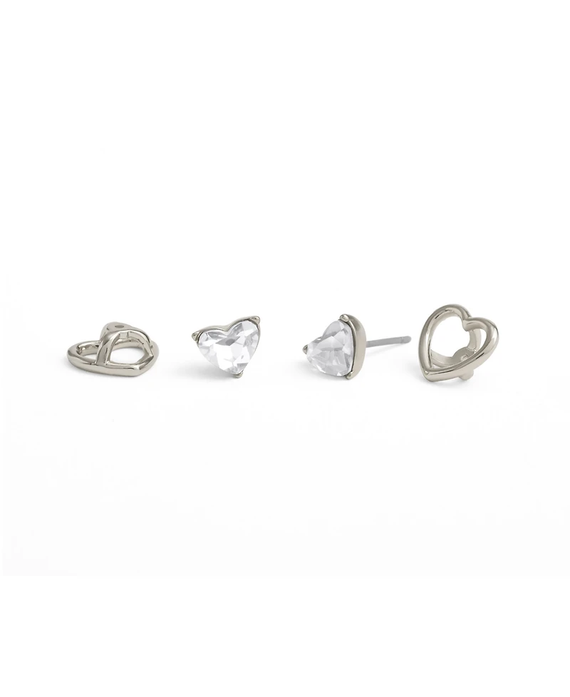 Coach Faux Stone Halo Heart Stud Earrings
