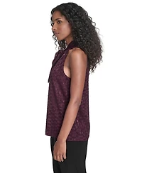 Calvin Klein Women's Novelty Sleeveless Tie Neck Top