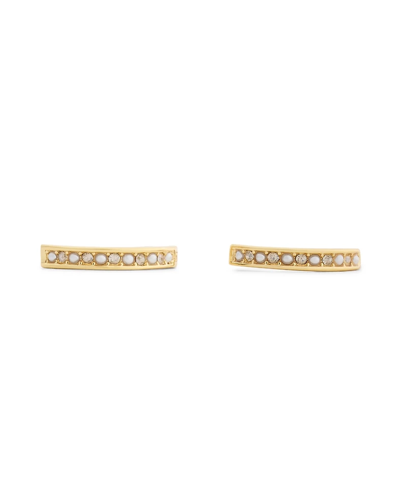 Coach Faux Stone Classic Mother of Pearl Huggie Earrings