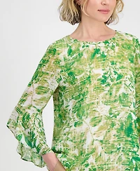 Kasper Women's Ruffle-Cuff 3/4-Sleeve Top