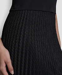 Dkny Women's Pleated Crewneck Window Pane Dress