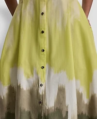 Dkny Women's Short-Sleeve Collared Printed Button-Front Dress