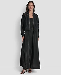 Dkny Women's Zip-Front Abstract Lace Zipper Front Jacket