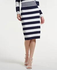 Isaac Mizrahi Women's Striped Pull-On Skirt