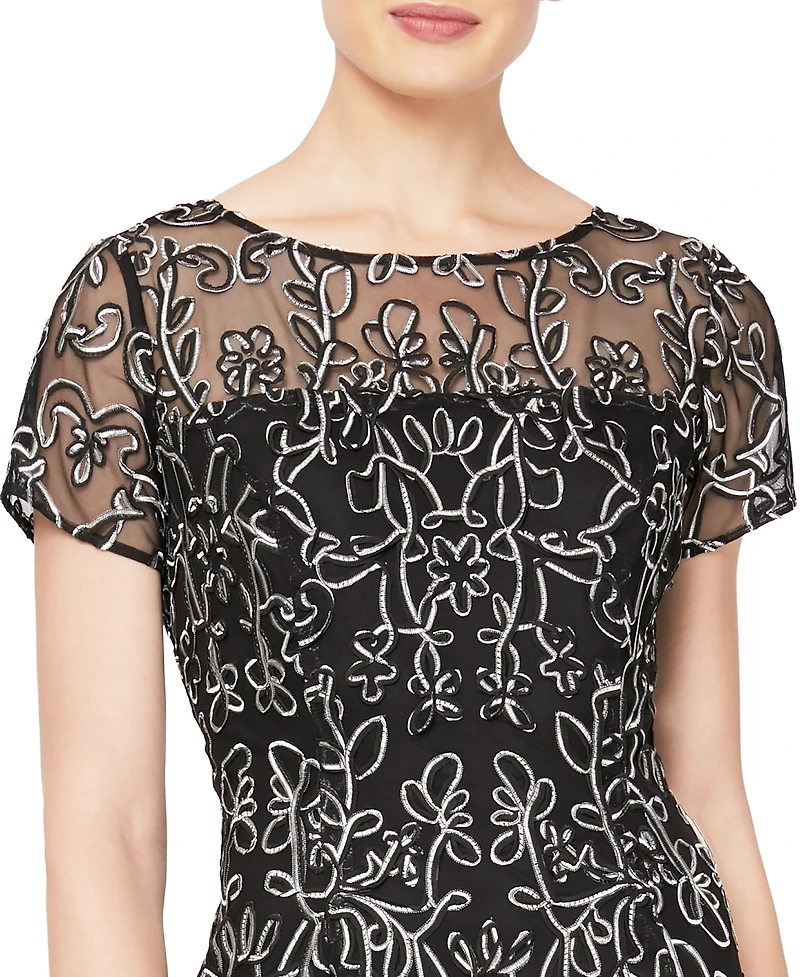Sl Fashions Women's Embroidered Soutache Dress