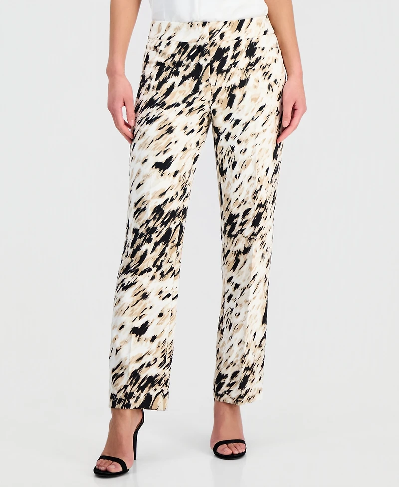 Kasper Women's Animal-Print Straight-Leg Pants