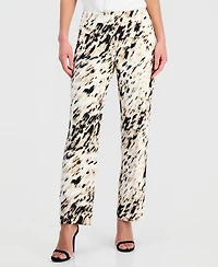 Kasper Women's Animal-Print Straight-Leg Pants