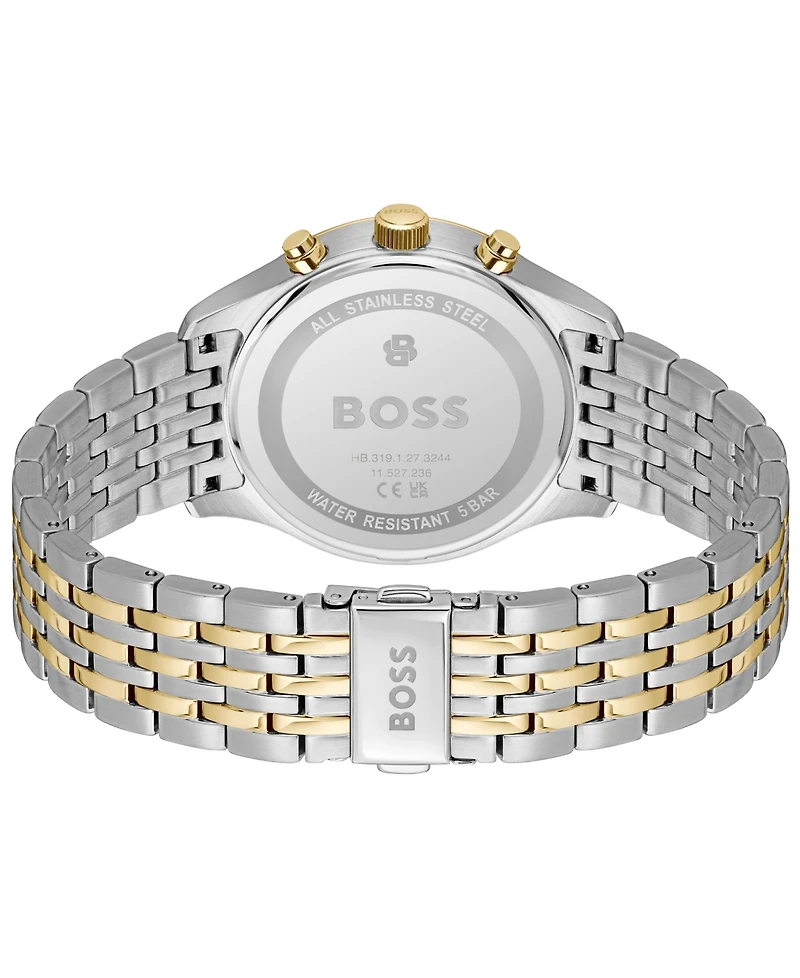 Hugo Boss Men's Stratus Quartz Chrono Stainless Steel Ionic Plated Thin Gold Steel Watch, 41mm