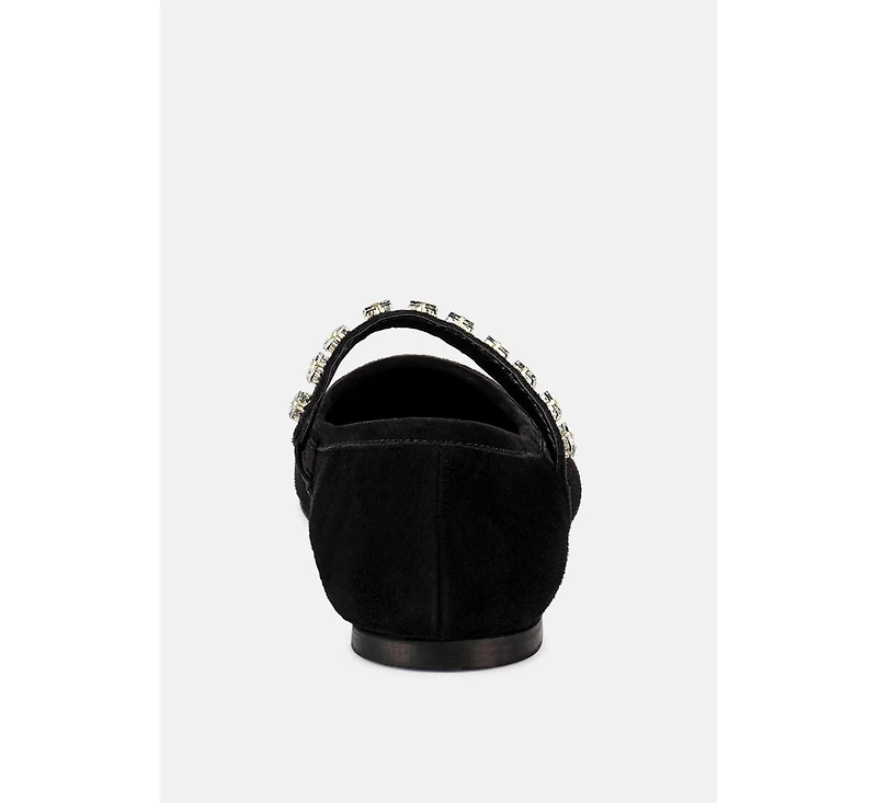 Assisi Womens Fine Suede Mary Jane Ballet Flats