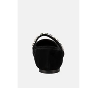 Assisi Womens Fine Suede Mary Jane Ballet Flats