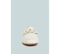 Merva Womens Chunky Chain Leather Loafers