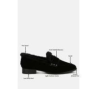 Allie Fur Trim Suede Loafers