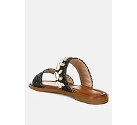 Shellfish Raffia Slip On Sandals