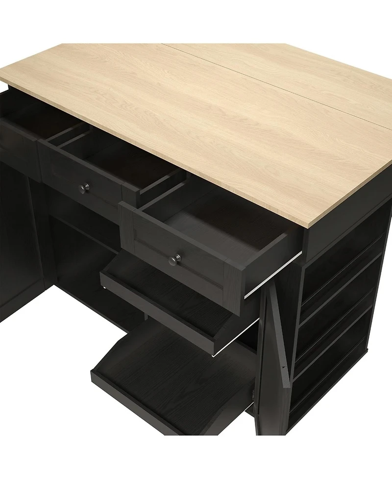 gaomon Rolling Kitchen Island with Drop Leaf Countertop, Charging Station & Ample Storage- 47.2 Mobile Cart On Wheels Pull-Out Shelves