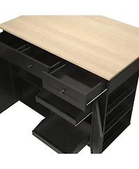 gaomon Rolling Kitchen Island with Drop Leaf Countertop, Charging Station & Ample Storage- 47.2 Mobile Cart On Wheels Pull-Out Shelves