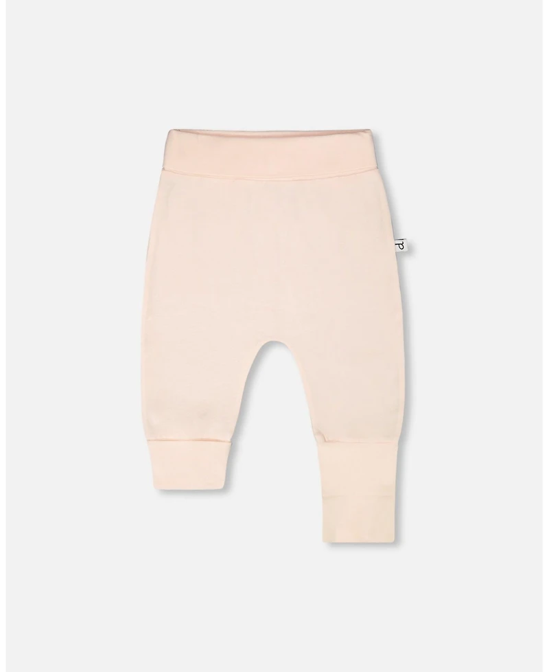 Deux par Baby Girls 2 Pack Cotton Jersey Evolutive Pants Peach and Deer Print