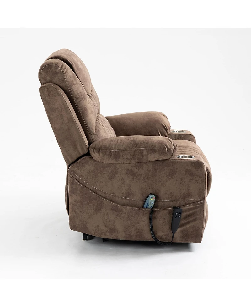 Boyel Living Leather Recliner Chair with 2 Cup Holder, Lounge Chair Power Lift Chair Relax Sofa Chair