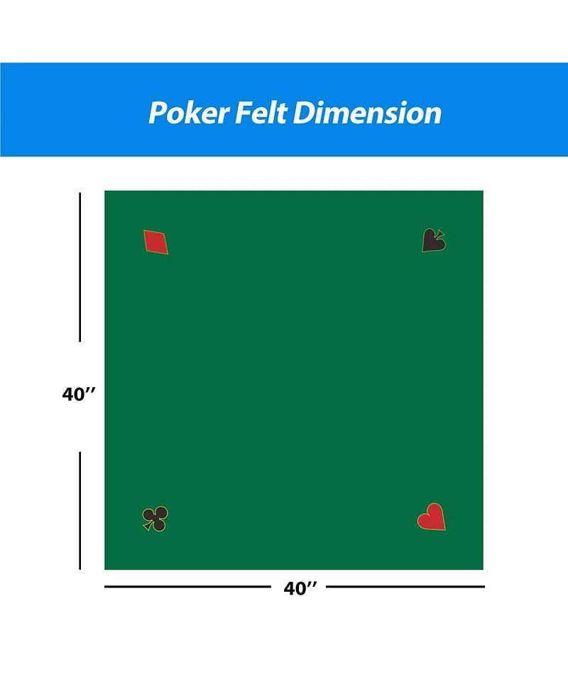 Gse Games & Sports Expert 40" x 40" Poker Card Playing Tabletop Felt, Casino Playing Card Poker Layout Mat for Table Top