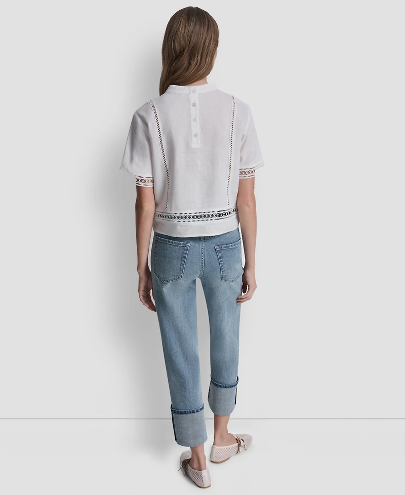 Dkny Jeans Women's Crewneck Short-Sleeve Top