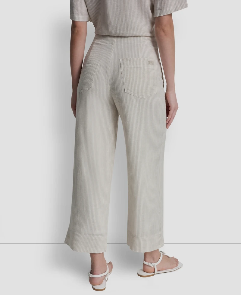 Dkny Jeans Women's Cropped Wide-Leg Linen Pants