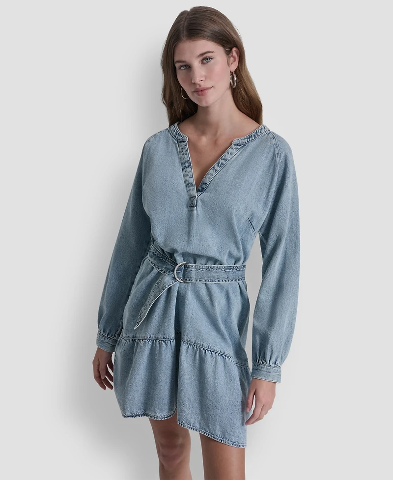 Dkny Jeans Women's V-Neck A-Line Dress