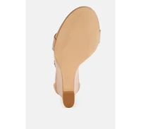 Pobora Genuine Leather Slim Wedge Heel Sandals