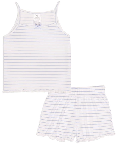 Splendid Girls' 6-16 Heart Pointelle Lettuce Edge Tank Top & Shorts, 2-Piece Set